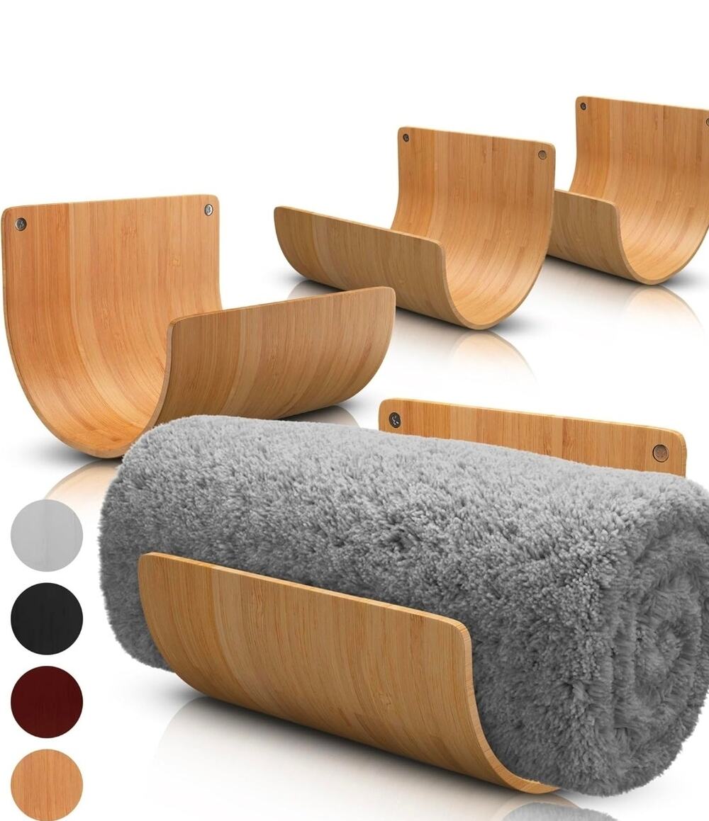 NWOT Aura Nest Bamboo Towel Rack - Set of Four